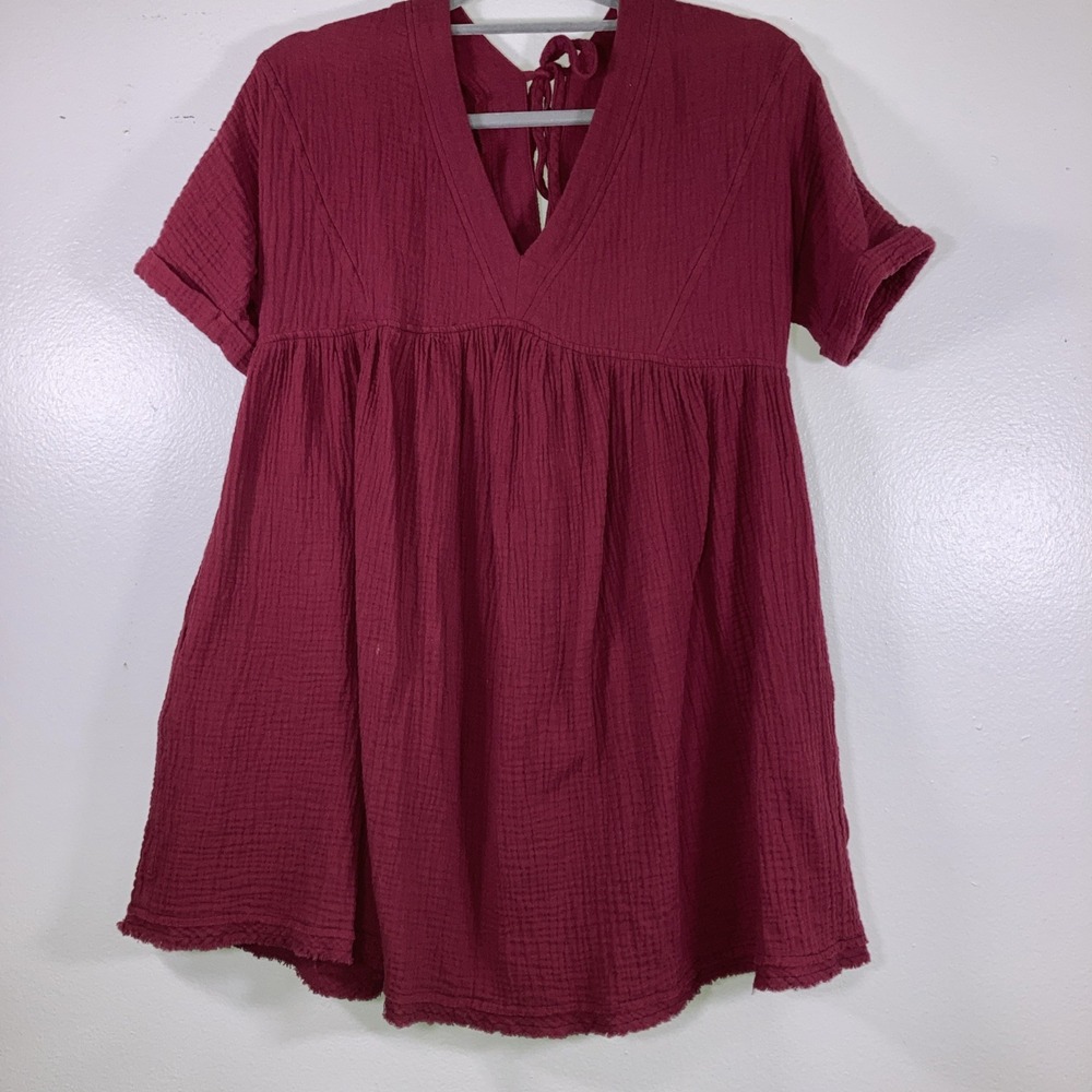 Entro Womens S Wine Babydoll Cotton Dress